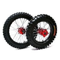 Image of Pit Bike Black CNC Wheel Set with Kenda Tyres & SDG Hubs - 17''F / 14''R