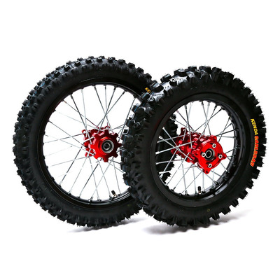 Pit Bike Black CNC Wheel Set with Kenda Tyres & SDG Hubs - 17’’F / 14’’R