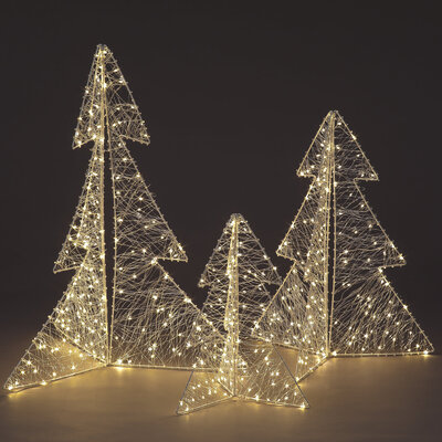 3D Iron Christmas Trees with 450 LED lights (Set of 3)