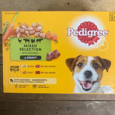 12x Pedigree Wet Adult Dog Food Mixed in Gravy Pouches (1 Box of 12x100g)
