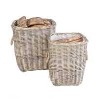 Set Of Two Fabric Lined Wicker Log Baskets