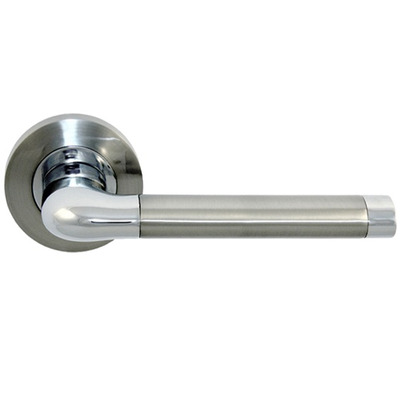 Excel Argo Dual Finish Polished Chrome & Satin Nickel Door Handles - 3670 (sold in pairs) POLISHED CHROME & SATIN NICKEL DUAL FINISH