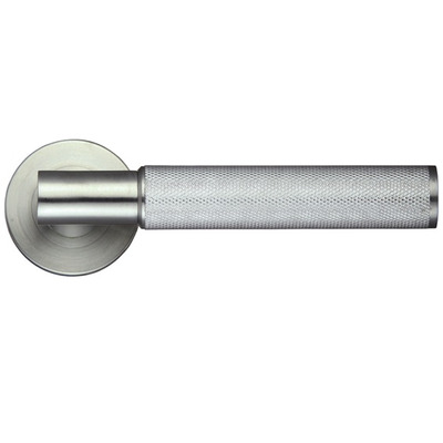 Zoo Hardware ZPS Athena Knurled Lever On Round Rose, Satin Stainless Steel - ZPS120SS (sold in pairs) SATIN STAINLESS STEEL