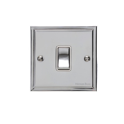M Marcus Electrical Elite Stepped Plate 1 Gang Switches, Polished Chrome, Black Or White Trim - S02.800.PC POLISHED CHROME - BLACK INSET TRIM