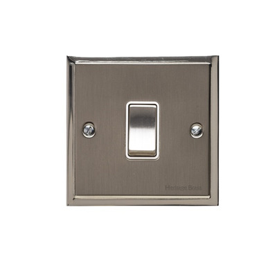 M Marcus Electrical Elite Stepped Plate 1 Gang Switches, Satin Nickel Dual Finish, Black Or White Trim - S05.800.SN SATIN NICKEL DUAL FINISH - BLACK INSET TRIM