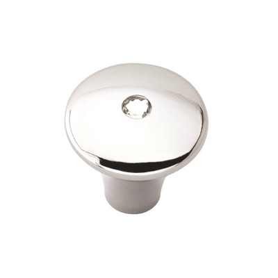 Urfic Siro Round Cabinet Knob (36mm), Bright Chrome With Crystal Detail - 2037-24ZN1J3 BRIGHT CHROME WITH SMALL ROUND CRYSTAL CENTRE