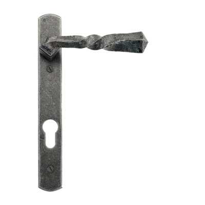 From The Anvil Narrow Lever Espagnolette Unsprung Door Handles (92mm C/C), Pewter - 33633 (sold in pairs) PEWTER