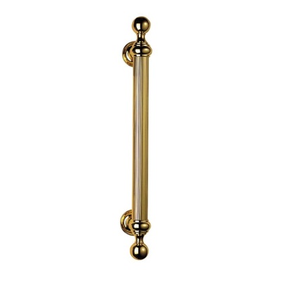 Carlisle Brass Reeded Grip Pull Handle On Rose (354mm c/c), Polished Brass - PF108 POLISHED BRASS