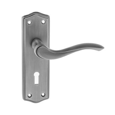 Atlantic Warwick Old English Door Handles On Backplate, Matt Gun Metal - OE178MBN (sold in pairs) LOCK (WITH KEYHOLE)