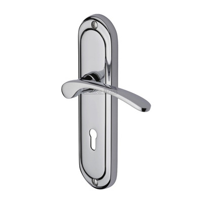 Heritage Brass Ambassador Polished Chrome Door Handles - AMB6200-PC (sold in pairs) LOCK (WITH KEYHOLE)
