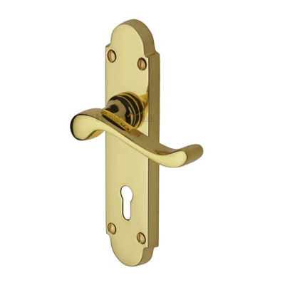 Heritage Brass Savoy Polished Brass Door Handles - S600-PB (sold in pairs) LOCK (WITH KEYHOLE)