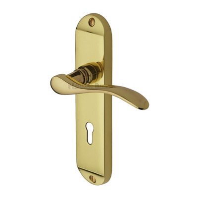 Heritage Brass Maya Polished Brass Door Handles - MAY7600-PB (sold in pairs) LOCK (WITH KEYHOLE)