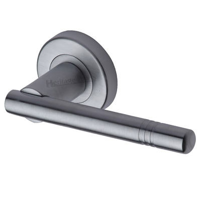 Heritage Brass Alicia Door Handles On Round Rose, Satin Chrome - V2100-SC (sold in pairs) SATIN CHROME
