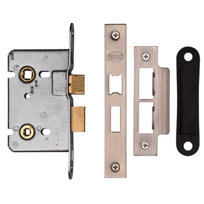Heritage Brass 2.5 Inch Or 3 Inch Bathroom Locks (Bolt Through), Satin Nickel / Satin Chrome - YKABL-SN&SC 64MM (2.5 INCH) SATIN NICKEL / SATIN CHROME