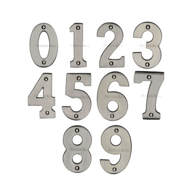 Heritage Brass 0-9 Screw Fix Numerals (76mm - 3"), Satin Nickel - C1566-SN SATIN NICKEL - 0