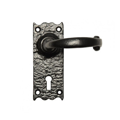 Kirkpatrick Black Antique Malleable Iron Lever Handle - AB2488 (sold in pairs) LOCK (WITH KEYHOLE)