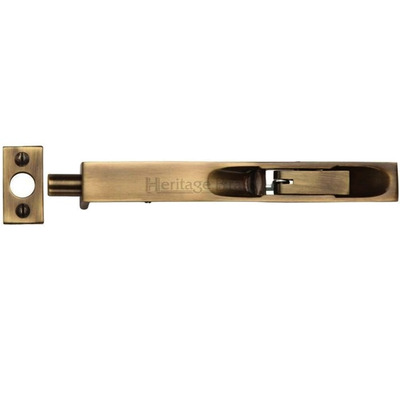 Heritage Brass Flush Fitting Lever Action Door Bolt (6", 8" OR 10"), Antique Brass - C1680-AT ANTIQUE BRASS - 6 INCH