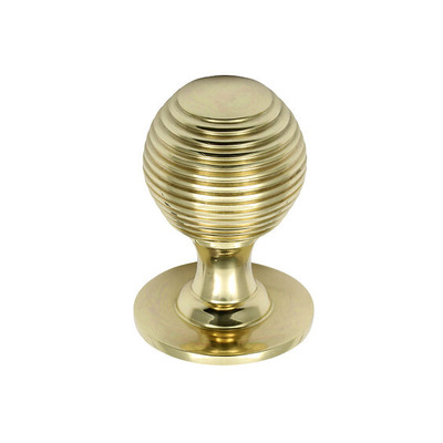 Prima Queen Anne Reeded Solid Cupboard Knobs (25mm, 32mm Or 38mm), Polished Brass - PB974 B) POLISHED BRASS - 32mm