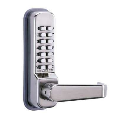 Codelocks CL400 Series Digital Lock With Tubular Latch, Stainless Steel - L13708 STAINLESS STEEL