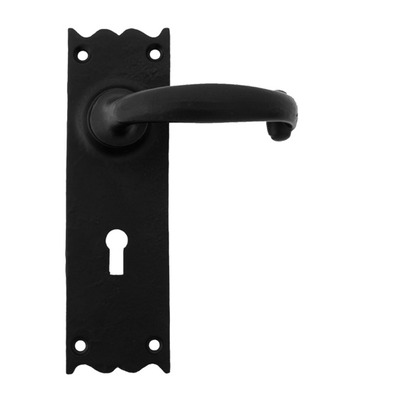 From The Anvil Cottage Lever Sprung Door Handles, Black - 73106 (sold in pairs) EURO PROFILE LOCK (WITH CYLINDER HOLE)