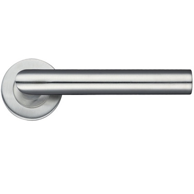 Zoo Hardware ZCS2 Contract Mitred Lever On Round Rose, Satin Stainless Steel - ZCS2010SS (sold in pairs) SATIN STAINLESS STEEL