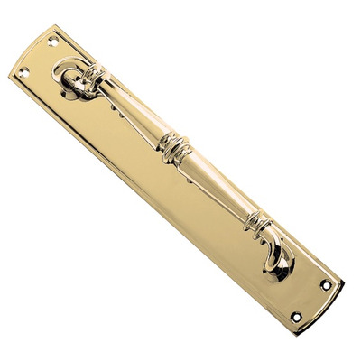 Zoo Hardware Fulton & Bray Ornate Pull Handles On Backplate (382mm x 65mm), Polished Brass - FB106 POLISHED BRASS