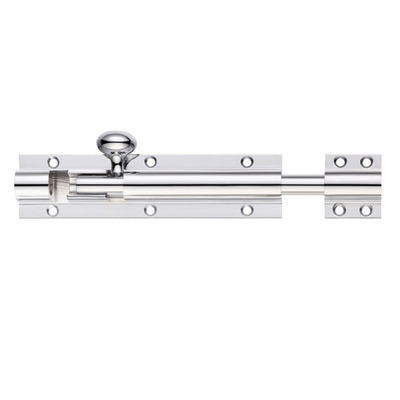 Zoo Hardware Fulton & Bray Architectural Barrel Bolt (4, 6, 8, 12, 18 OR 24 Inch), Polished Chrome - FB60CP POLISHED CHROME - 100mm x 38mm