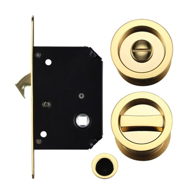 Zoo Hardware Fulton & Bray Sliding Door Lock Set (Suitable for 35-45mm thick doors), Polished Brass - FB81 POLISHED BRASS