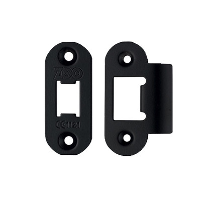 Zoo Hardware Radius Edge Face Plate And Strike Plate Accessory Pack, Powder Coated Black - ZLAP01RFB POWDER COATED BLACK (RADIUS)