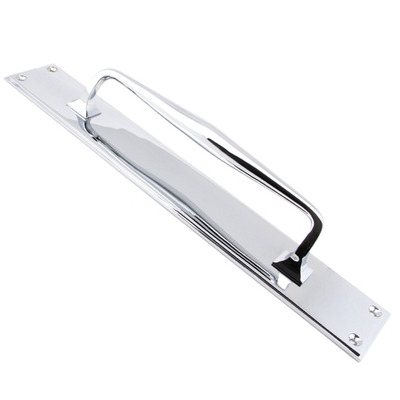 From The Anvil Art Deco Pull Handle On Backplate (300mm OR 425mm), Polished Chrome - 45380 POLISHED CHROME - 300mm