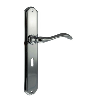 Atlantic Forme Valence Solid Brass Designer Door Handles On Backplate, Polished Chrome - FBP138KPC (sold in pairs) LOCK (WITH KEYHOLE)