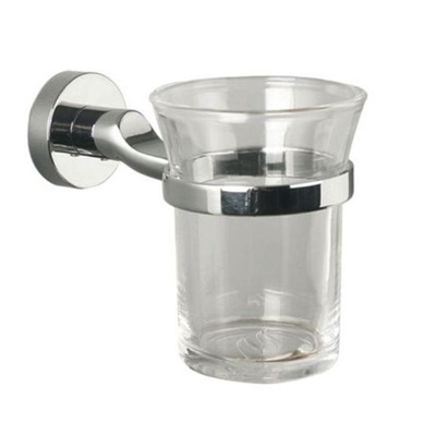 Prima Bond Collection Clear Glass Tumbler Holder, Polished Chrome - M8703C POLISHED CHROME WITH CLEAR GLASS