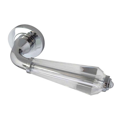 Frelan Hardware Fluted Glass Door Handles On Round Rose, Polished Chrome - JH5312PC (sold in pairs) POLISHED CHROME