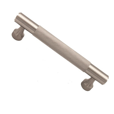 Spira Brass Knurled Cupboard Pull Handle (130mm, 225mm OR 320mm C/C), Satin Silver - SB2413SS SATIN SILVER - 130mm c/c
