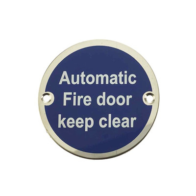 Frelan Hardware Automatic Fire Door Keep Clear (75mm Diameter), Polished Stainless Steel - JS110PSS POLISHED STAINLESS STEEL