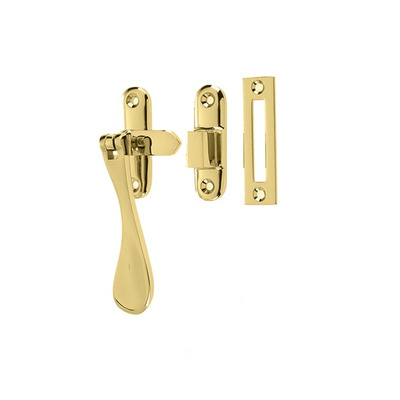 Frelan Hardware Hook And Mortice Casement Fastener, Polished Brass - JV301PB POLISHED BRASS