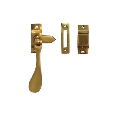 Frelan Hardware Hook And Mortice Casement Fastener, Polished Brass - JV45RPB POLISHED BRASS