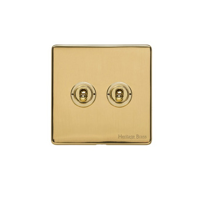 M Marcus Electrical Vintage 20 AMP 2 Gang 2 Way Dolly Switch, Polished Brass - X01.2410.PB POLISHED BRASS