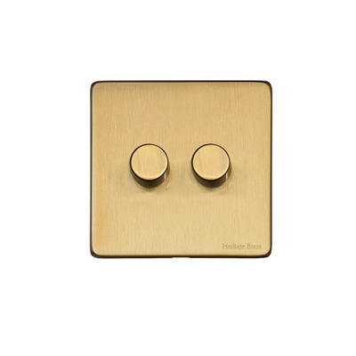 M Marcus Electrical Vintage 2 Gang 2 Way Push On/Off Dimmer Switch, Satin Brass (250 OR 400 Watts) - X44.270.250 SATIN BRASS - 250 WATTS