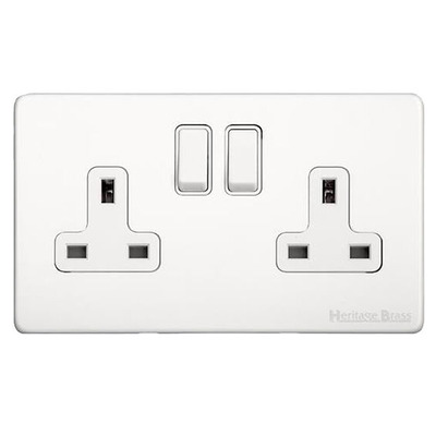 M Marcus Electrical Vintage Double 13 AMP Switched Socket, Gloss White - XGL.150.W GLOSS WHITE