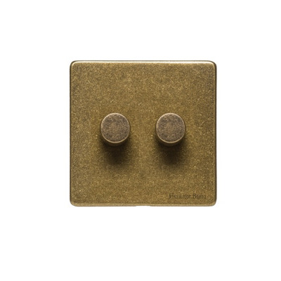 M Marcus Electrical Vintage 2 Gang 2 Way Push On/Off Dimmer Switch, Rustic Brass (250 OR 400 Watts) - XRB.270.250 RUSTIC BRASS - 250 WATTS