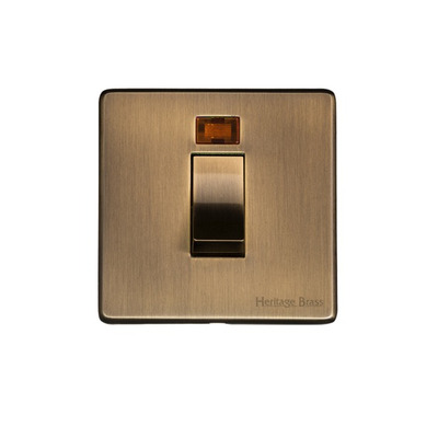 M Marcus Electrical Studio 45 Amp Cooker Switch With Neon, Single Plate, Antique Brass (Trimless) - Y91.263.AB ANTIQUE BRASS