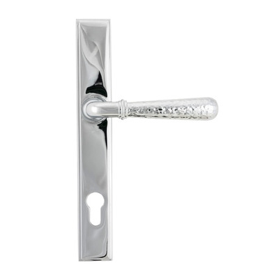 From The Anvil Hammered Newbury Slimline Espagnolette Door Handles (92mm C/C), Polished Chrome - 45772 (sold in pairs) POLISHED CHROME