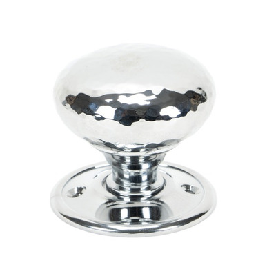 From The Anvil Hammered Mushroom Mortice/Rim Knob Set, Polished Chrome - 46033 (sold in pairs) POLISHED CHROME