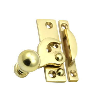 Prima Locking Or Non-Locking Ball End Claw Window Fastener (64mm x 18mm), Polished Brass - PB2020 POLISHED BRASS - LOCKING