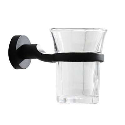 Prima Bond Collection Clear Glass Tumbler Holder, Matt Black - M8703MB MATT BLACK WITH CLEAR GLASS