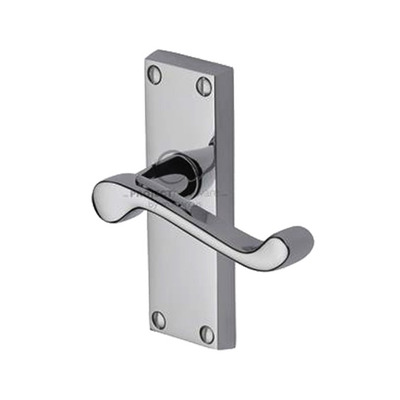 M Marcus Project Hardware Malvern Design Door Handles On Short Backplate, Polished Chrome - PR610-PC (sold in pairs) SHORT LATCH (119mm x 41mm)