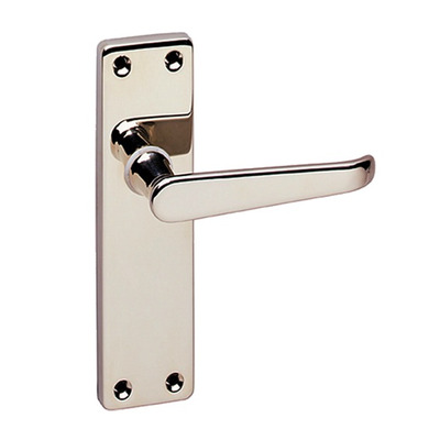 Urfic Victorian Traditional Range Door Handles On Backplate, Polished Nickel - 90-325-04 (sold in pairs) LATCH