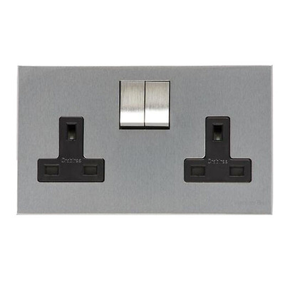 M Marcus Electrical Winchester Double 13 AMP Switched Socket, Satin Chrome - W03.250.SCBK SATIN CHROME