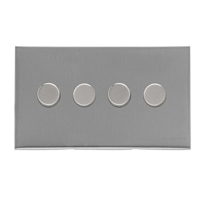 M Marcus Electrical Winchester 4 Gang 2 Way Push On/Off Dimmer Switch, Satin Chrome (250 OR 400 Watts) - W03.590.250 SATIN CHROME - 250 WATTS